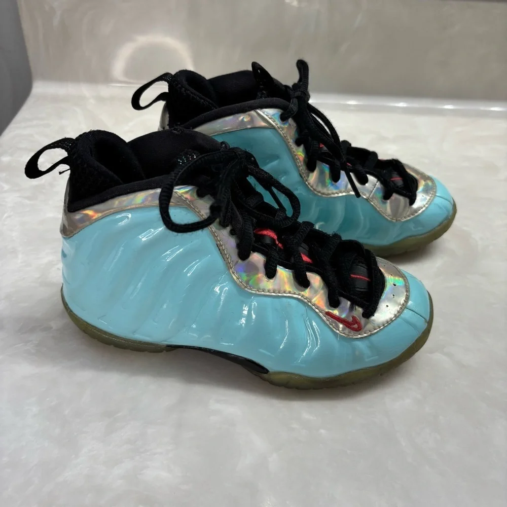 Aqua Iridescent Foamposite Sneakers | Nike Little Posite Pro 12.5